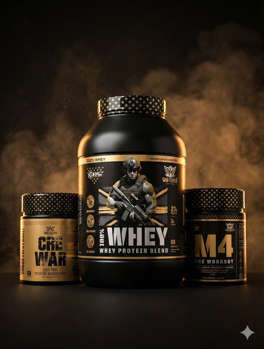 War Fighter Whey 2kg + Creatine 300g + M4 Pre-Workout 350g Stack
